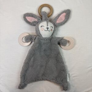 Bella Tunno Happy Sidekick Bunny Rabbit Security Lovey Gray Blanket Lovey Rattle